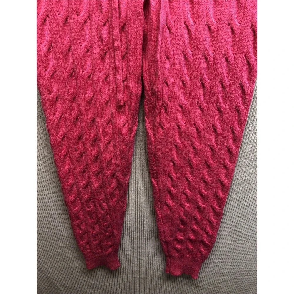 Joyfunear Cableknit Leggings Size M Pink Drawstring Waist Tapered Leg Barbiecore